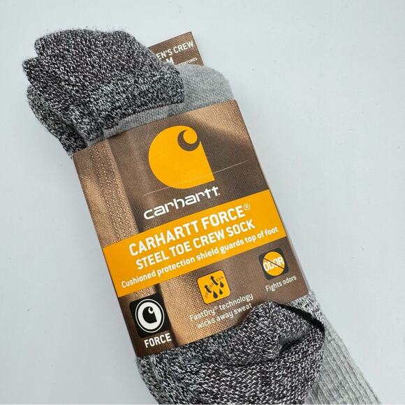 Carhartt Force Steel Toe Grey Cushioned 2 Pairs Crew Socks Women’s Medium - Picture 2 of 5